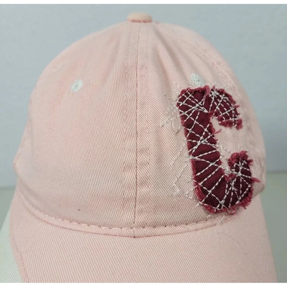 Cabela's Youth Hat‎ One Size Embroidered Logo Pink Red Adjustable Hook & Loop